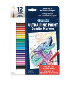 CRAYOLA - MARQUEURS DE GRIBOUILLAGE À POINTE ULTRA FINE PQT DE 12